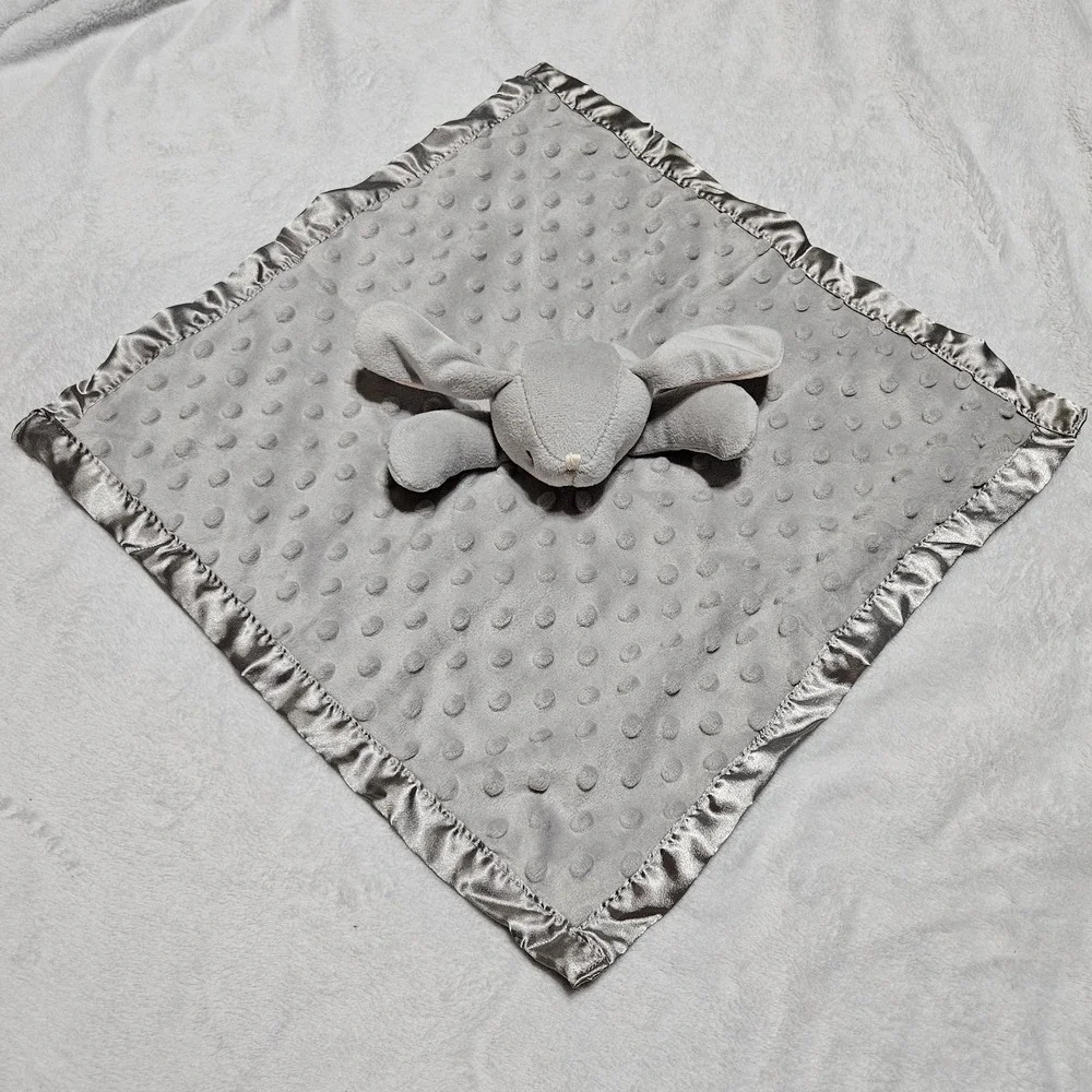 Pro Goleem Baby Lovey Security Blanket‎ Grey Rabbit Minky Sateen 16x16